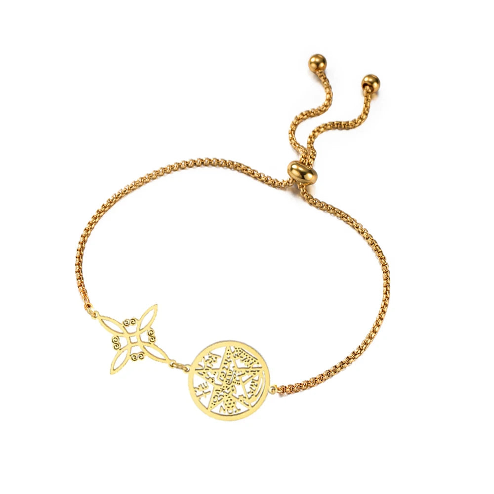 Bracelet Pentagramme Symboles Mystiques Double Rang – Maison Élyra