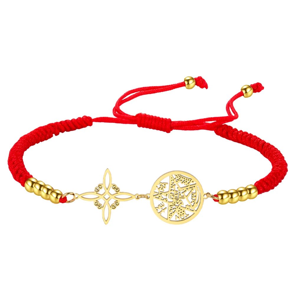 Bracelet Pentagramme Symboles Mystiques Double Rang – Maison Élyra