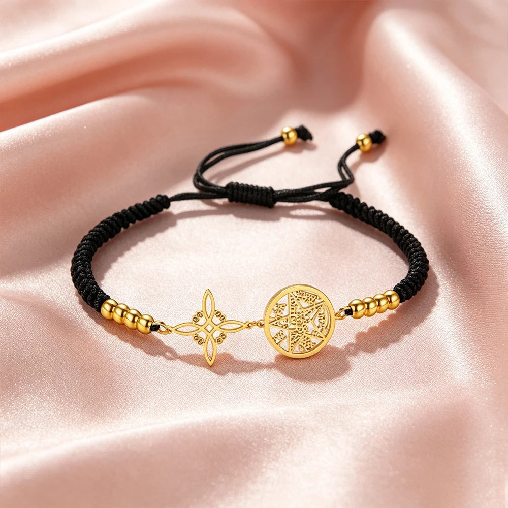Bracelet Pentagramme Symboles Mystiques Double Rang – Maison Élyra
