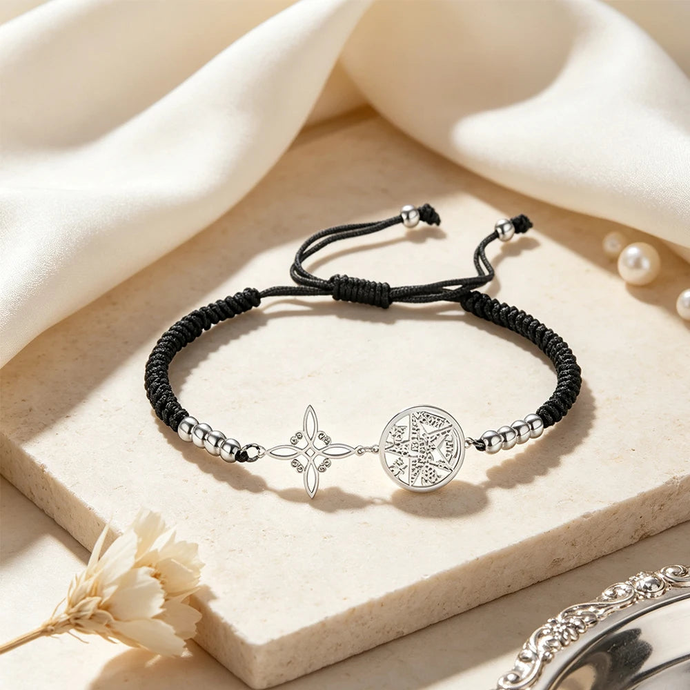 Bracelet Pentagramme Symboles Mystiques Double Rang – Maison Élyra