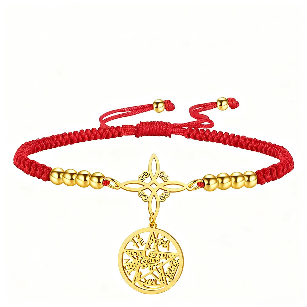 Bracelet Pentagramme Symboles Mystiques Double Rang – Maison Élyra