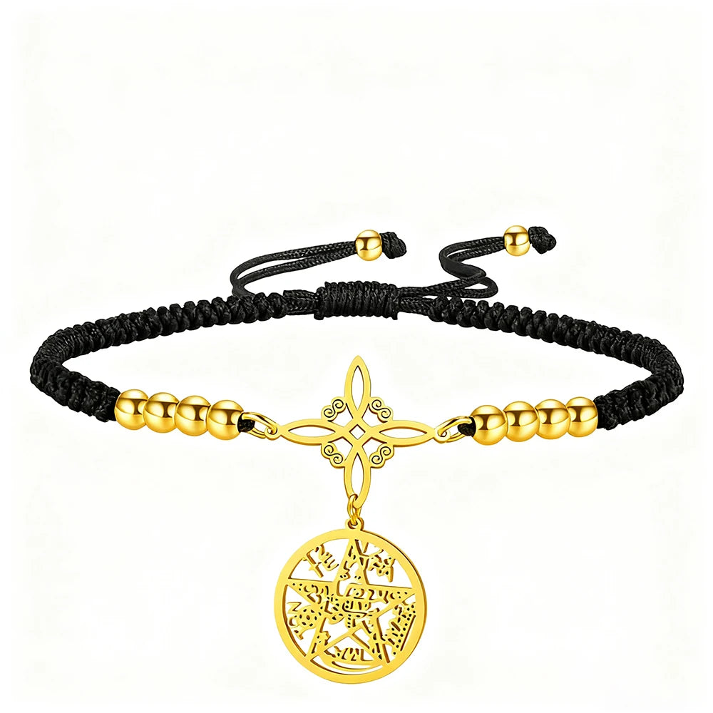 Bracelet Pentagramme Symboles Mystiques Double Rang – Maison Élyra