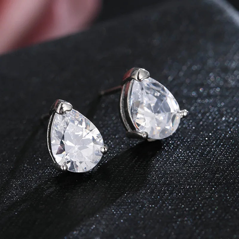 Parure Collier et Boucles d'Oreilles Goutte d'Eau Zircon Blanc – Maison Élyra