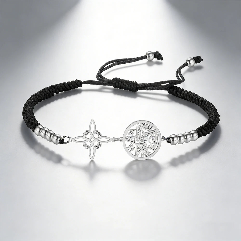 Bracelet Pentagramme Symboles Mystiques Double Rang – Maison Élyra
