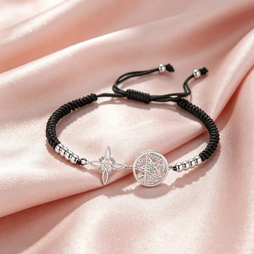 Bracelet Pentagramme Symboles Mystiques Double Rang – Maison Élyra
